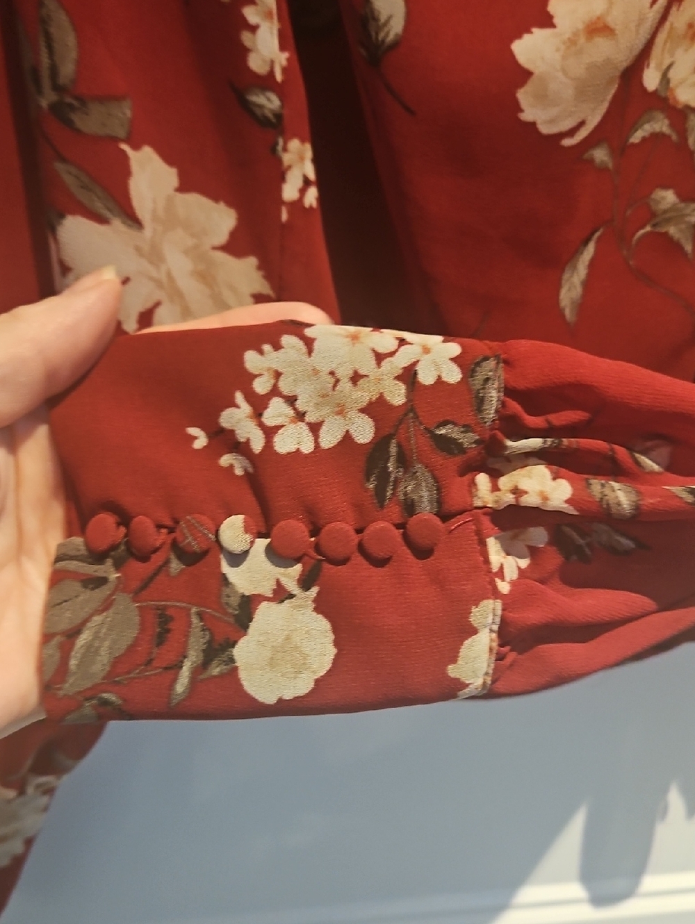 Dynamite Burgundy Floral Scoop-Neck Blouse - Picture 4 of 8